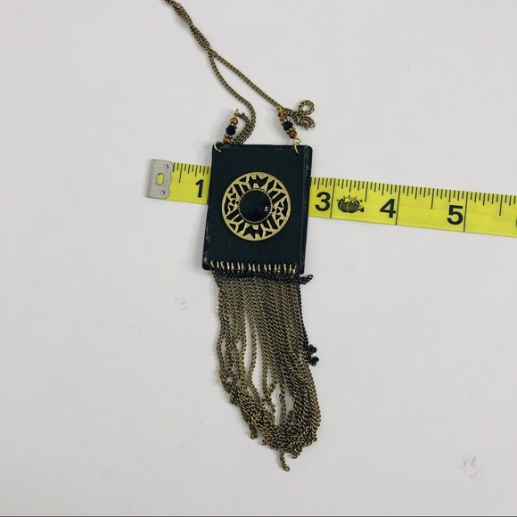 Long Chain Faux Leather Tab with Chain Fringe NWT - Picture 7 of 8